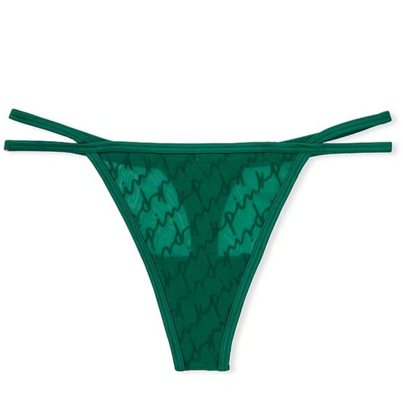 PINK Victoria's Secret Other - NWT Victoria’s Secret PINK Green Flocked Mesh Thong Panty